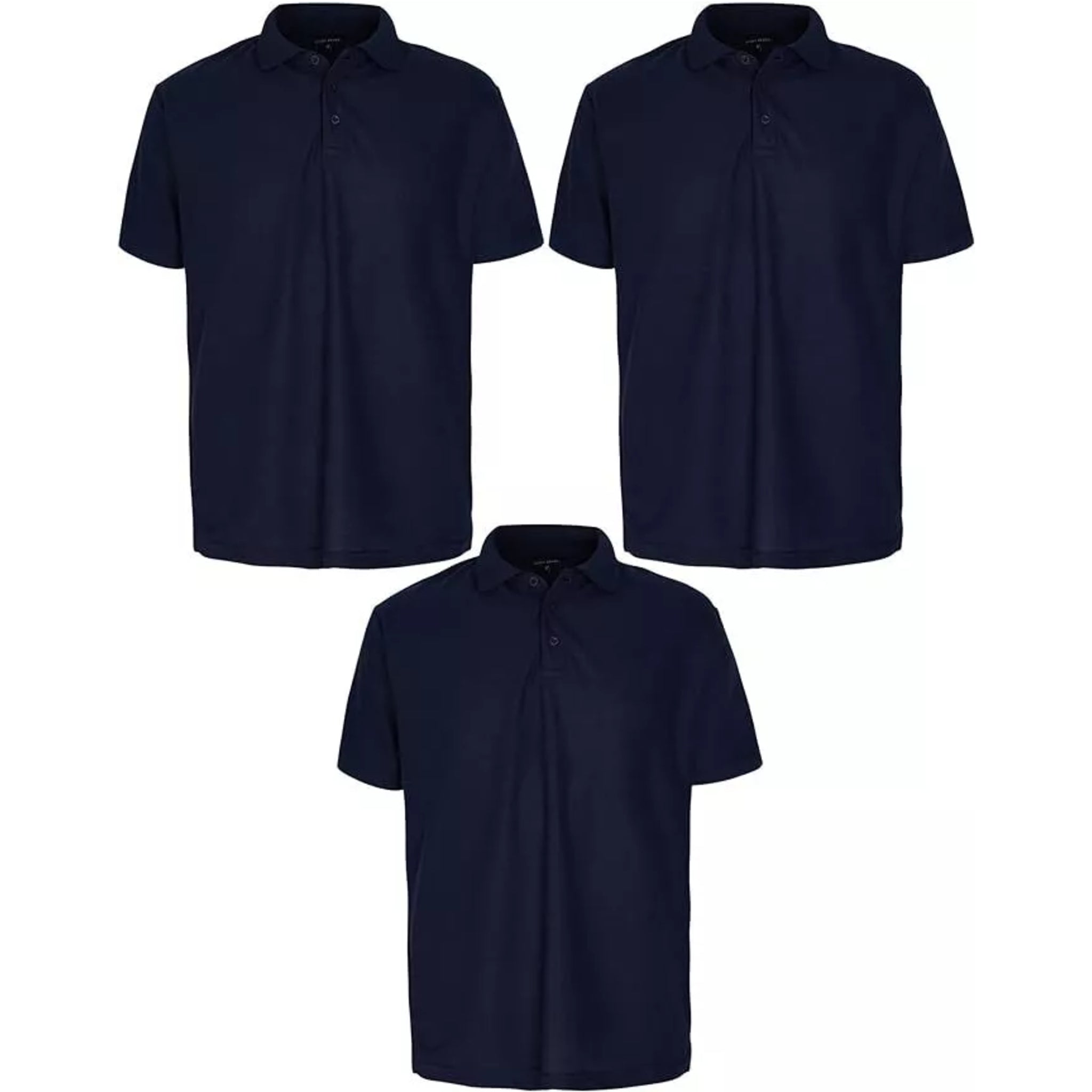 Classic men’s polo shirts 3 pack collared casual tops in navy
